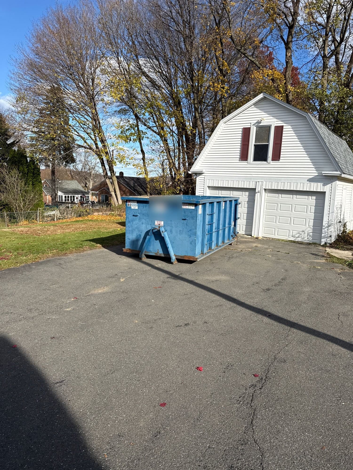 blue dumpster residential by Grizzly Junk Pros