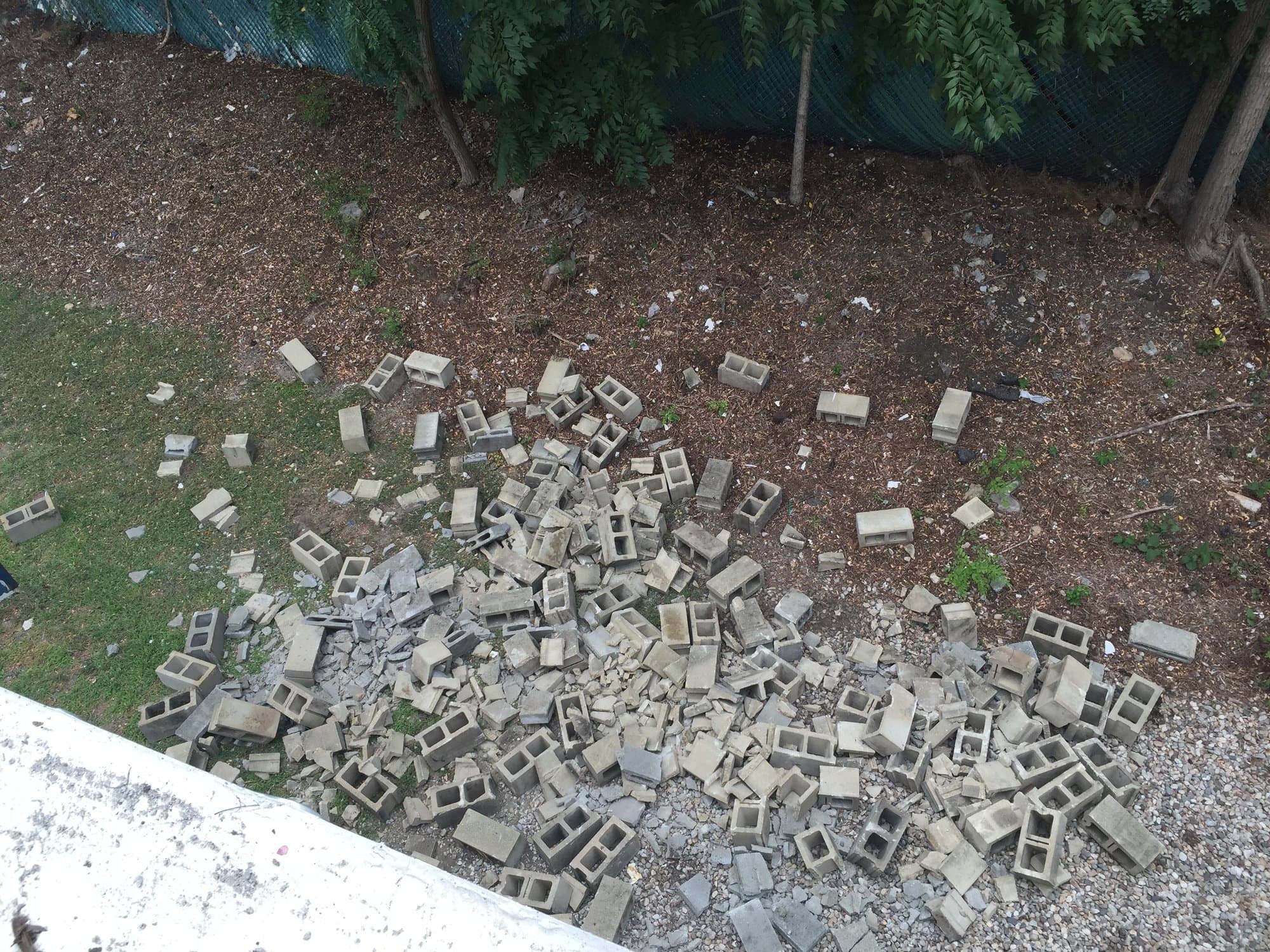 cinder block demolition by Grizzly Junk Pros